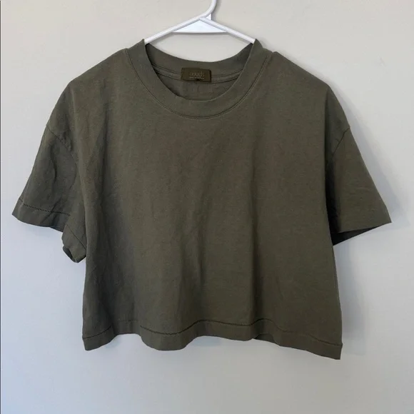 Nuuds Vintage Cotton Cropped Tee in Olive - M - Picture 3 of 6